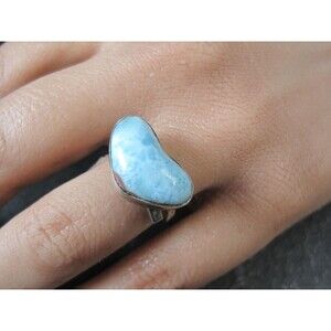 Larimar Heart Ring Sterling Silver Adjustable